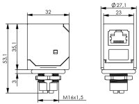 STX M12x1-RJ45 KU X-kod. Cat.6A CO-8X-180-45-090-C6A000...