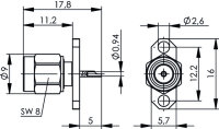 SMA-Einbaustecker mit Flansch Au 2-Loch (Telegärtner...