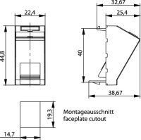 Modulaufnahme 22,5x45 1-fach für BR, 45° Auslass, weiß, unbestückt (Telegärtner H02010C0065)