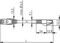 Patchkabel S/FTP Cat.6A, 0,5m MP8 FS500, PE, schwarz, 1:1...