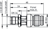 R-TNC Überspannungsableiter 50 Ohm (M/Rev-F/Rev) Einbau, 6 GHz (Telegärtner J01017R0000)