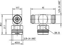 N-T-Stück (F-M-F) 50 Ohm UG-107/U (Telegärtner...