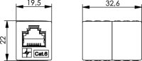 AMJ-Kupplung K Cat.5e isoliert RJ45 (f-f),...
