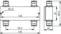 4.3-10 2x2 Hybrid-Koppler (f), 3 dB 575-3800 MHz, =-161...