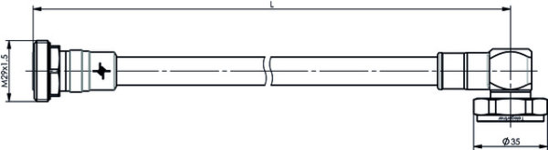 7-16 Jumper Kabel 1/2" IP68 L = 1,0 m, f-m90°, G23 (1/2" flex) - JMPS/1012K (Telegärtner L00010D0568)