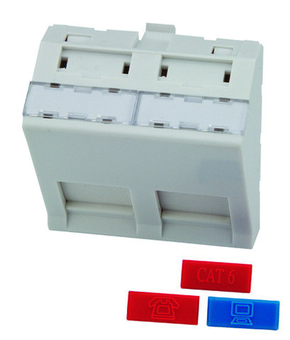 Modulaufnahme 45x45 2-fach für BR, 45° Auslass, weiß, unbestückt (Telegärtner H02010C0063)