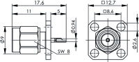 SMA-Einbaustecker mit Flansch Au 4-Loch (Telegärtner...