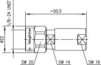 N-Kabelstecker Ag/Ag 50 Ohm G36 (1/4"),SW 20...