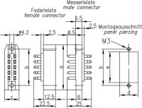 Messerleiste A 39 gemäß DIN 41618...