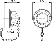 TOC Flanschschutzkappe IP68 Messing vernickelt, mit...