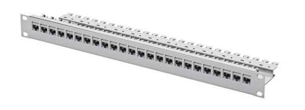19" Modulträger 1HE RAL 7035 incl. KAF + 24 x AMJ-SL Modul Cat.6A (ISO/IEC) T568B (Telegärtner J02023A0056)