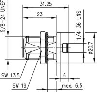 Einbauadapter N-SMA (F-F), 50 Ohm längs- und...