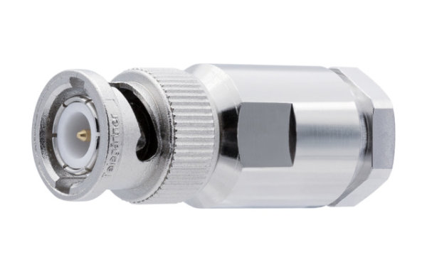 BNC-Kabelstecker Feder/Klemm 50 Ohm Low Loss 240 Kabel, Feldmontage-Type (Telegärtner J01000A0071)