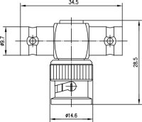 BNC-T-Stück 50 Ohm UG-274A/U; (f-m-f)...