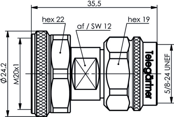 Adapter N - 4.3-10 Screw, 50 Ohm (m-m) (Telegärtner J01027C0028)