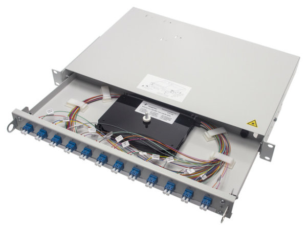 19" LWL-RANGIERVERT. PROFI V 1HE MIT 24xLCD türkis+48xPigt.50 OM3,eingefärbt (Telegärtner H02030K0507)