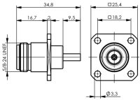 N-Kabeleinbaubuchse mit Flansch Cr/Cr G7 (RG-316/U); 50...