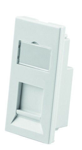 Faceplate 180°, 25x50 with shutter, white (Telegärtner H02010A0068)