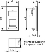 Faceplate 180°, 25x50 with shutter, white...