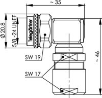 N-Kabelwinkelstecker, MIL-Verschraubung; IP67 G1 , G5,...
