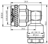 N-Kabelwinkelstecker lt/kl., 50 Ohm G30 (1.5/3.8), IP67...