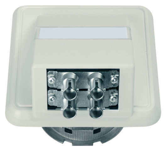 LWL-Anschlussdose OAD/S, komplett m.2xST Dupl.Ker./Metal,Abdeckr.alpinweiß (Telegärtner H02051C0510)