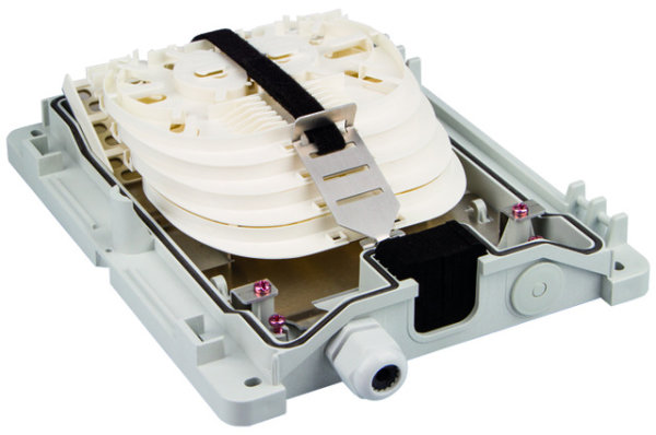 SAM-ODB 54 mit 4 SE Kassetten für max. 12 Fasern pro Kassette (Telegärtner H02050A0283)