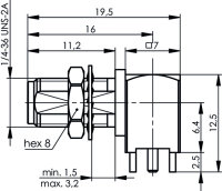 SMA-Winkeleinbaubuchse Au 50 Ohm für LTP...