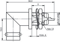 BNC-Kabelwinkeleinbaubuchse löt 50 Ohm UG-1098/U (Telegärtner J01001A1235)