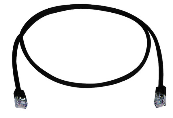 Patchkabel F/UTP Cat.5e, 1,0 m MP8 FS100, LSZH, schwarz, 1:1, kurze Tülle (Telegärtner L00000A0312)