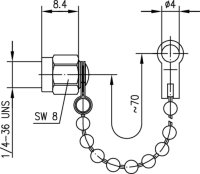SMA-Abdeckkappe Au mit Kette (Telegärtner H00040A0011)