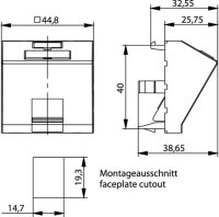 Modulaufnahme 45x45 1-fach für BR, 45° Auslass,...