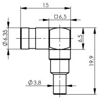SMB-Kabelwinkelbuchse cr Au 50 Ohm G7 (RG-316/U)...
