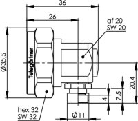 7-16 KABELWINKELSTECKER 50 Ohm 3/8" Flex...