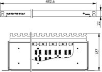 Multi-VM 8-8 Cat.7A (ISO/IEC) AWG26-22; 19" 1/2 HE (Telegärtner J00060A0072)