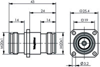 4.3-10 Kupplung mit Flansch 50 Ohm (f-f) (Telegärtner J01442C0003)