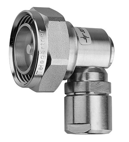 7-16 Kabelwinkelstecker, 50 Ohm G37, G42, G55, RG-214/U, RG-393/U (Telegärtner J01120A0113)