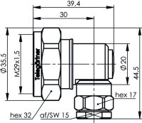 7-16 Kabelwinkelstecker, 50 Ohm G37, G42, G55, RG-214/U,...