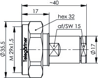 7-16 Kabelstecker Ag/Ta 50 Ohm RG-214/U; RG-213/U; G37;...