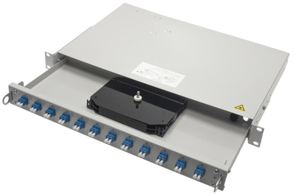 19" LWL-RANGIERVERT. PROFI V 1HE m. 12xE2000/APC Kuppl., Keramik,  mont. (Telegärtner H02030A0555)