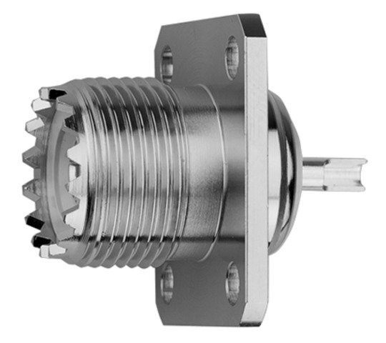 UHF-Flanschbuchse löt SO 239; Körper Messing (Telegärtner J01041B0632)