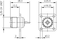 UHF-Flanschbuchse löt SO 239; Körper Messing (Telegärtner J01041B0632)