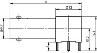BNC-Winkelbuchse f. gedr. Schaltgn. 75 Ohm, A=33.3...