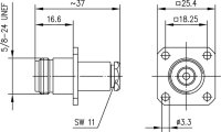 N-KABELEINBAUBUCHSE mit Flansch TA G3 (RG-178B/U)...