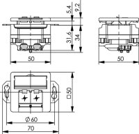 AMJ45/B 8/8 K UP/50,  2-Loch Tragering Cat.6A (tiefgest....