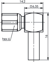 SMC-Winkelbuchse Au 50 Ohm G7 (RG-316/U)...