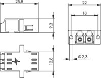 LC Duplex Kupplung, Multimode, m. Flansch...