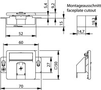 Modul-Aufnahme 50x50 1-fach UP/50 für BR, 45°...