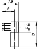 MCX-Kabelwinkelstecker Cr Au/Ta G7 (RG-316/U)  *R*805...