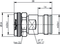 4.3-10-Kupplung / Port Saver, 50 Ohm (m-f) Screw...